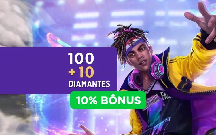 Free Fire - 100 Diamantes +10% de Bônus