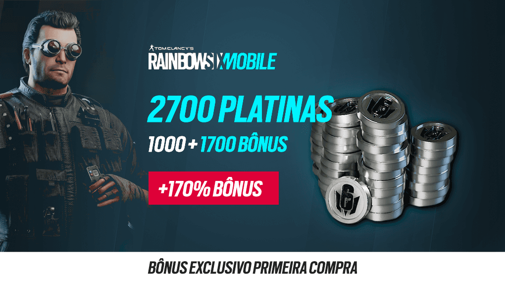 Rainbow Six Mobile - 2.700 Platinas (1.000 + 1.700 Bônus) - PRIMEIRA COMPRA