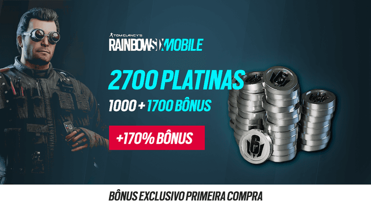 Rainbow Six Mobile - 2.700 Platinas (1.000 + 1.700 Bônus) - PRIMEIRA COMPRA