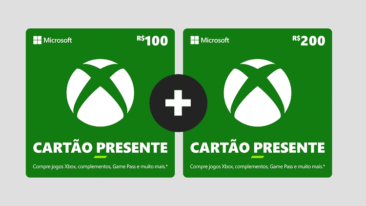 Combo! Gift Card Xbox R$ 100 + R$ 200