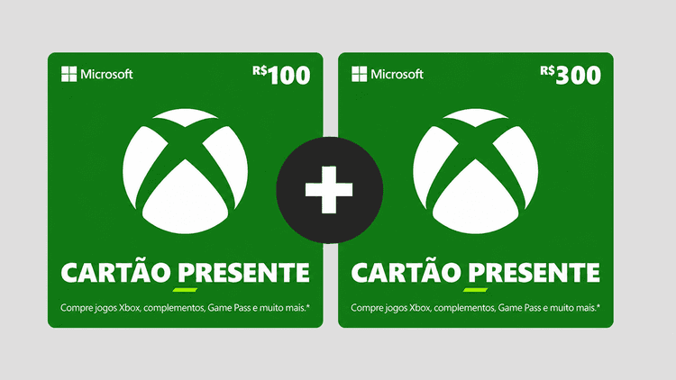 Combo! Gift Card Xbox R$ 100 + R$ 300
