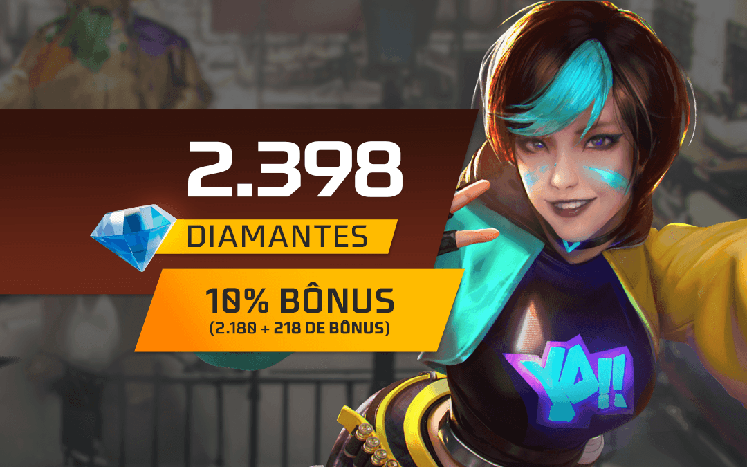 Recarga Free Fire - 2.180 Diamantes +10% de Bônus