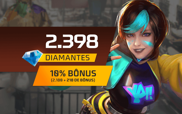 Recarga Free Fire - 2.180 Diamantes +10% de Bônus