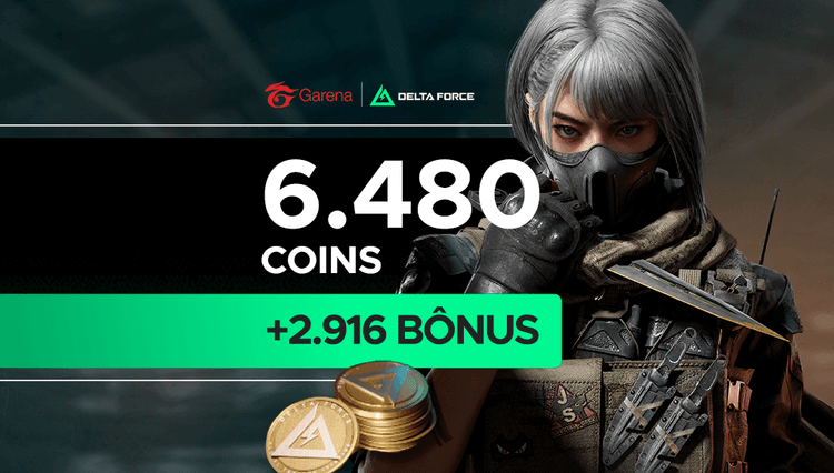 Garena Delta Force - 6.480 Delta Coins + Bônus de 2.916
