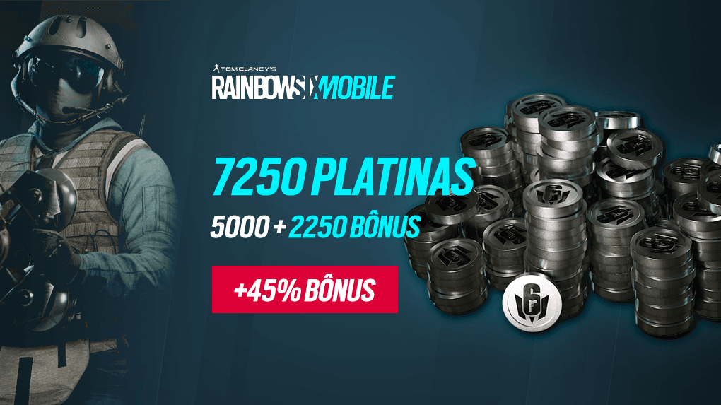 Rainbow Six Mobile - 7.250 Platinas (5.000 + 2.250 Bônus)