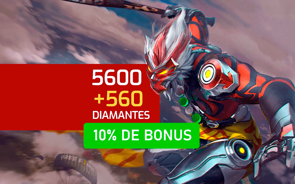 Free Fire - 5600 Diamantes + 10% de Bonus