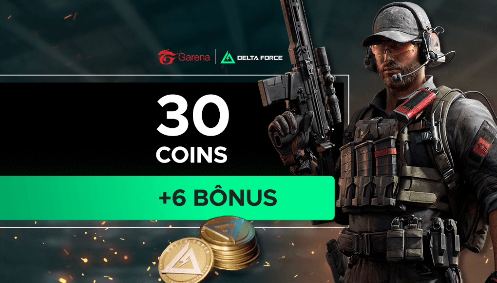 Garena Delta Force - 30 Delta Coins + Bônus de 6