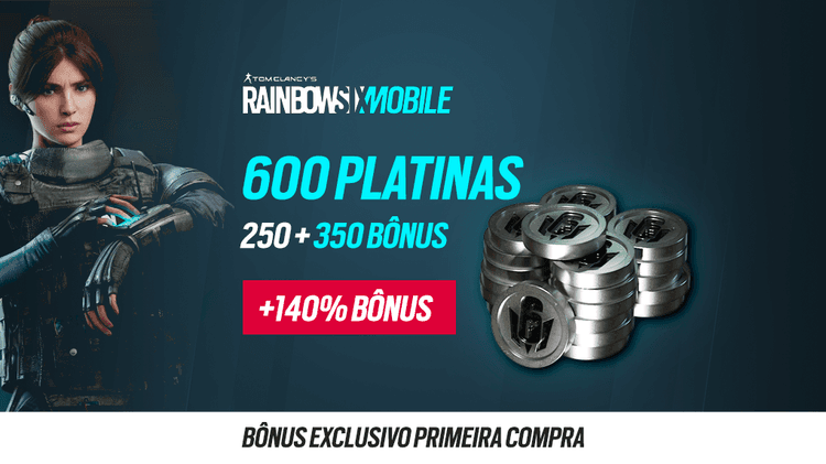 Rainbow Six Mobile - 600 Platinas (250 + 350 Bônus) - PRIMEIRA COMPRA