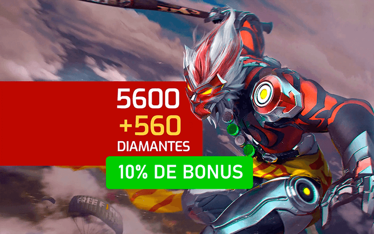 Free Fire - 5600 Diamantes + 10% de Bonus