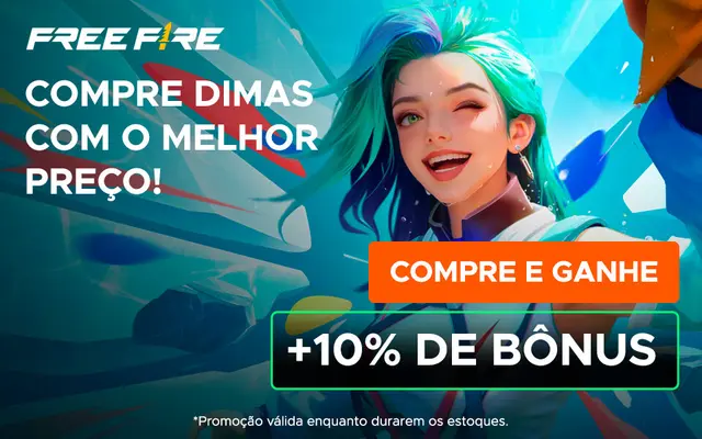 10% de bônus na recarga de Diamantes Free Fire