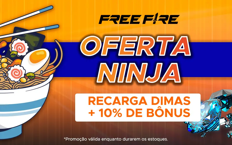 Recarga Free Fire com bonus de 10%