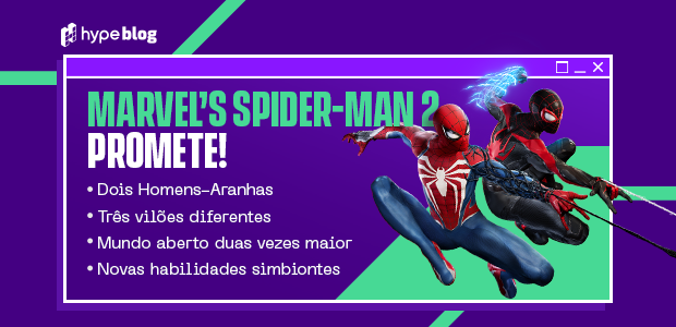 Header mostrando novidades sobre Marvel's Spider Man 2.