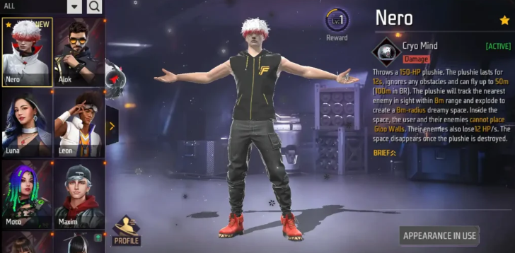 Novo personagem Nero do Free Fire